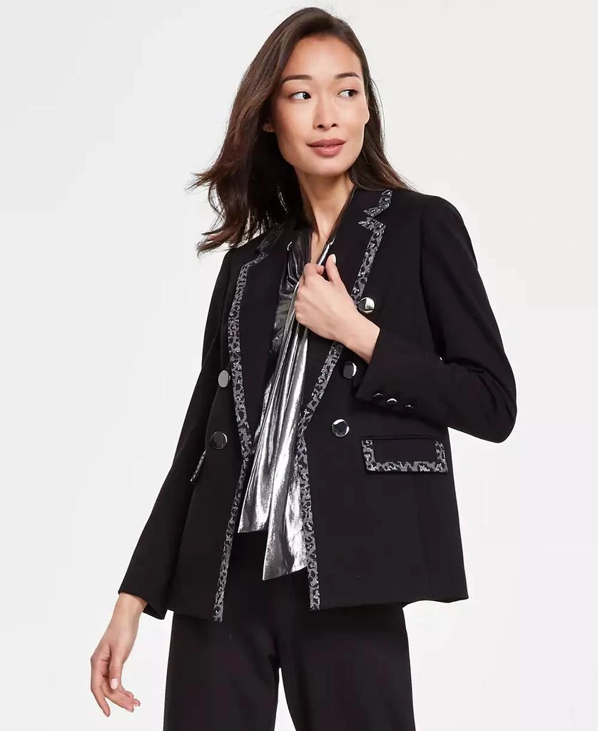 Anne Klein Petite Open-Front Contrast-Trim Blazer 1