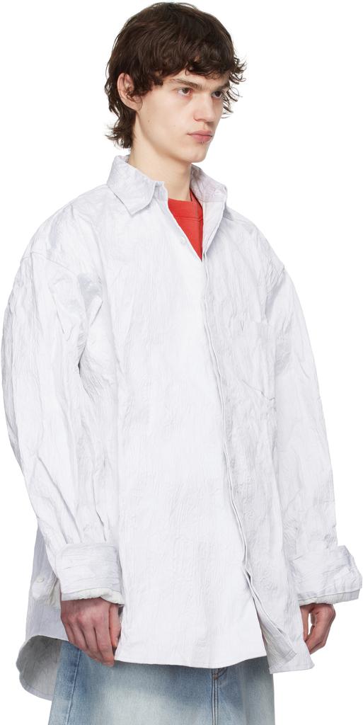 Vetements Off-White Runway Metalized Wrinkled Allover Shirt