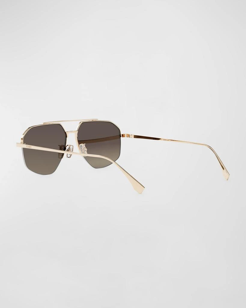 Fendi Men's Double-Bridge Metal Rectangle Sunglasses 2