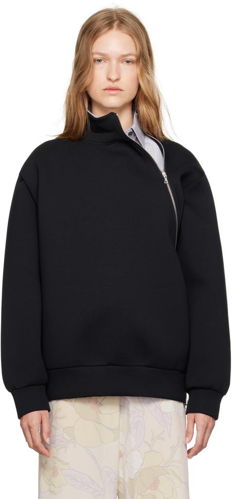 Black Asymmetric Zip Sweatshirt – On Sale Now with Up to 50% Off