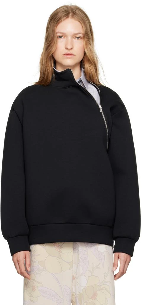 Dries Van Noten Black Asymmetric Zip Sweatshirt 1