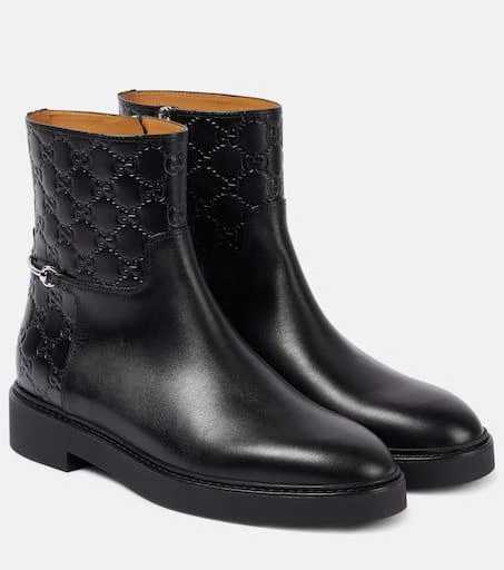 Gucci Horsebit GG leather ankle boots 1