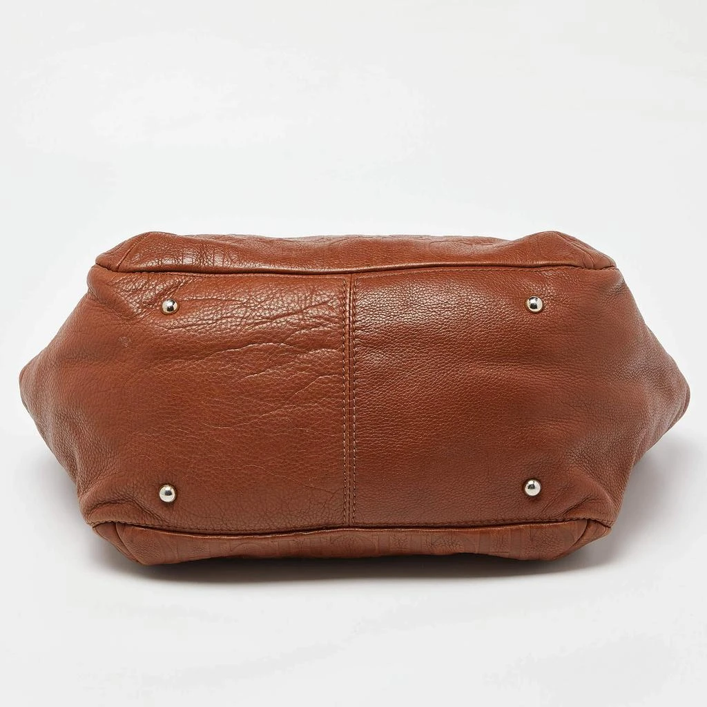 Carolina Herrera Carolina Herrera Brown Monogram Embossed Leather Audrey Shoulder Bag 6