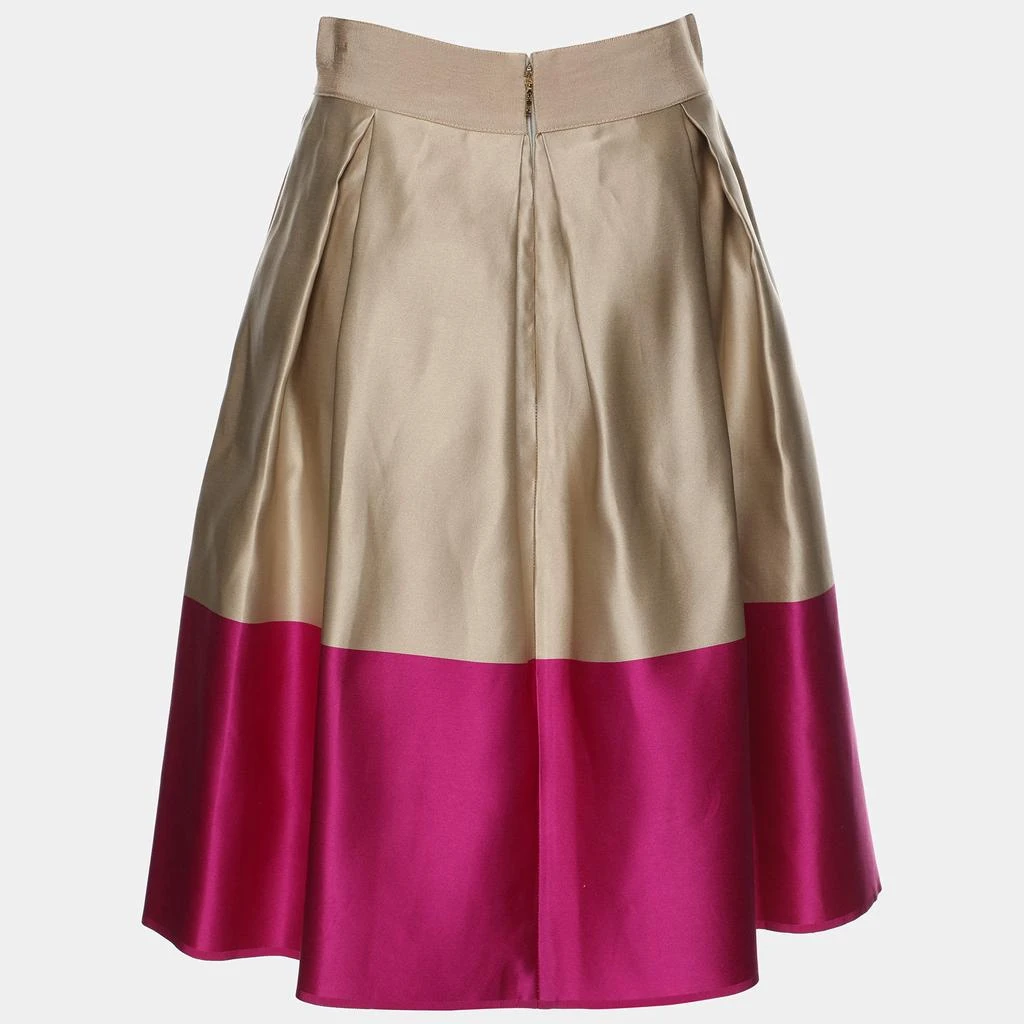 CH Carolina Herrera CH Carolina Herrera Beige/Purple Silk Midi Skirt S 2
