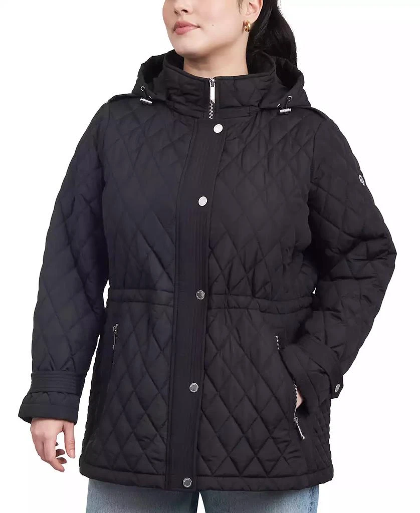 Michael Kors Women's Plus Size Quilted Hooded Anorak Coat 1