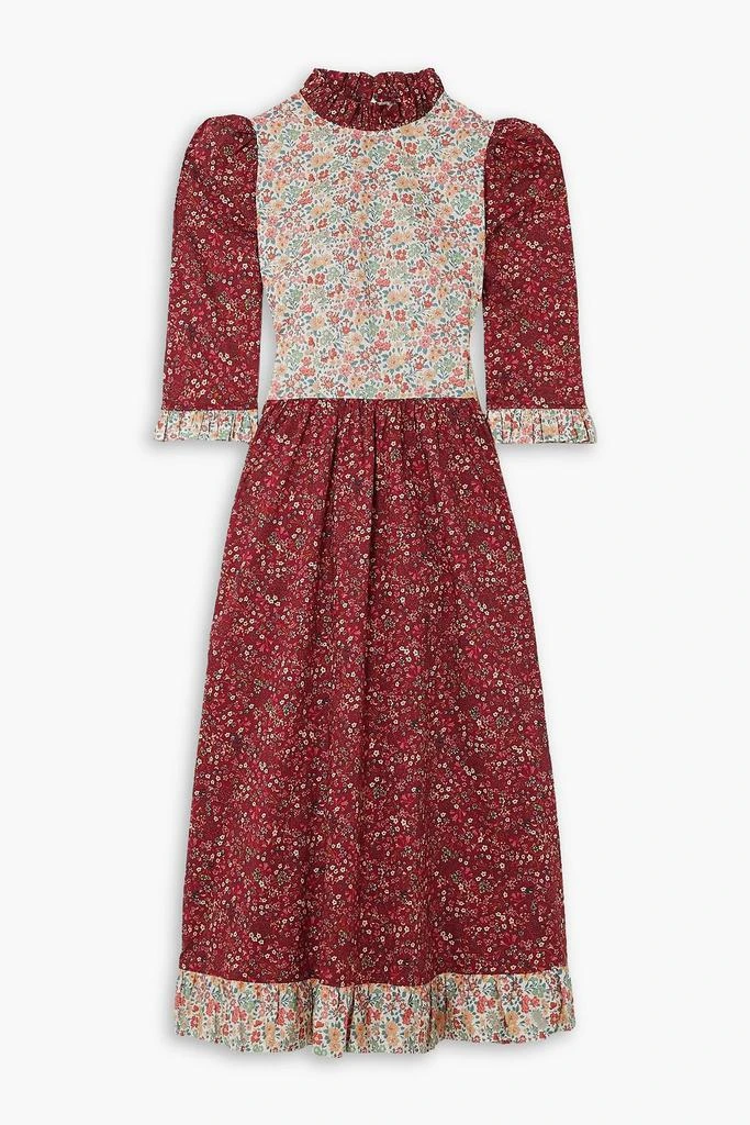 O PIONEERS Clara ruffled floral-print cotton-poplin midi dress 1