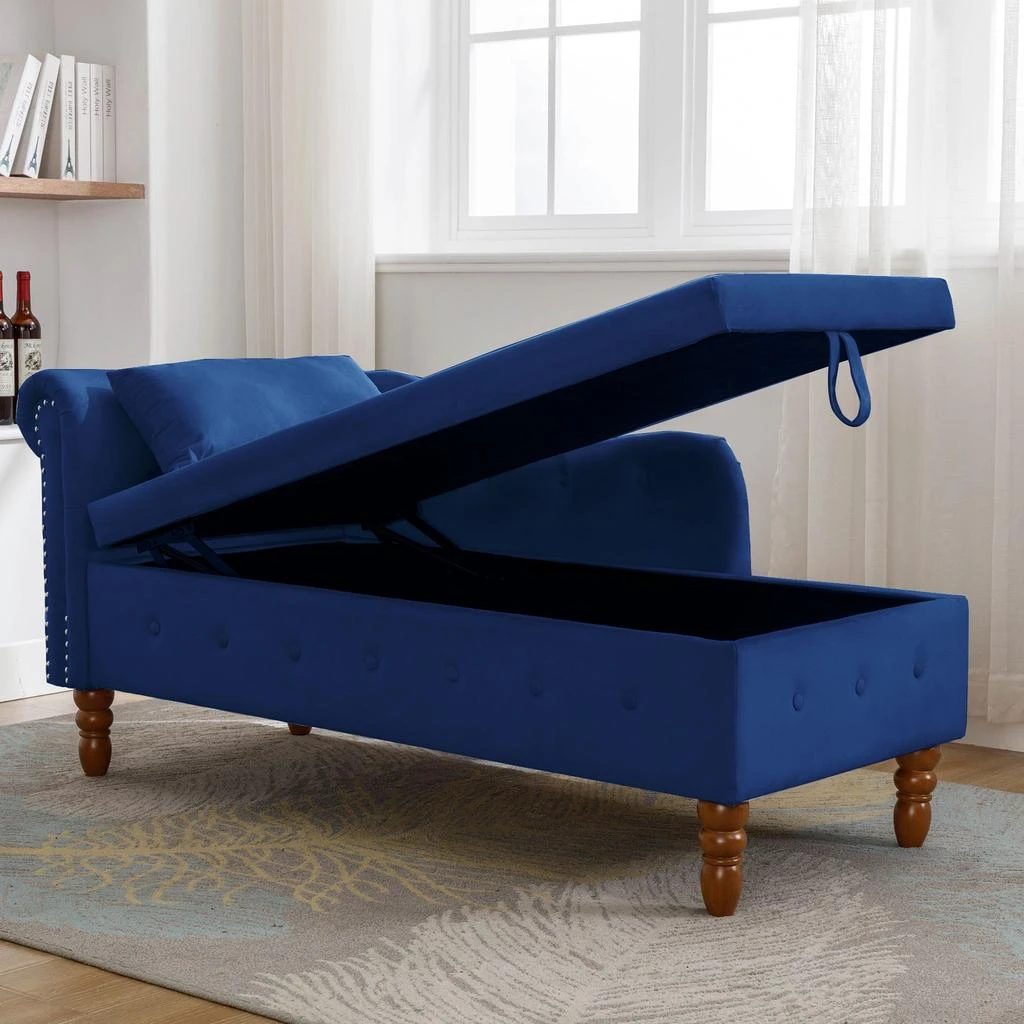 Streamdale Furniture Streamdale Modern Velvet Chaise Lounge with Storage 
Pillow 3