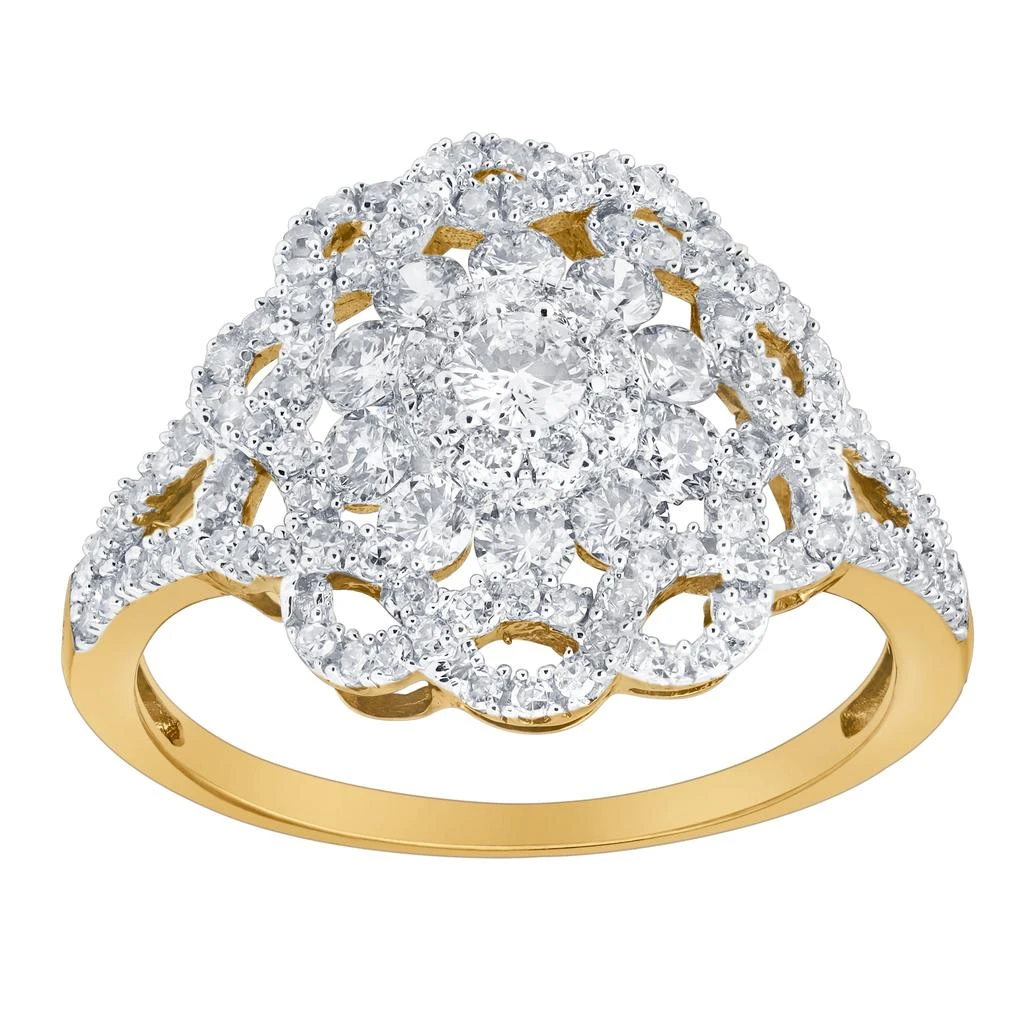 LuvMyJewelry Caeloria 0.95 Cts Natural Diamond Floral Cluster 14K Gold Ring 5