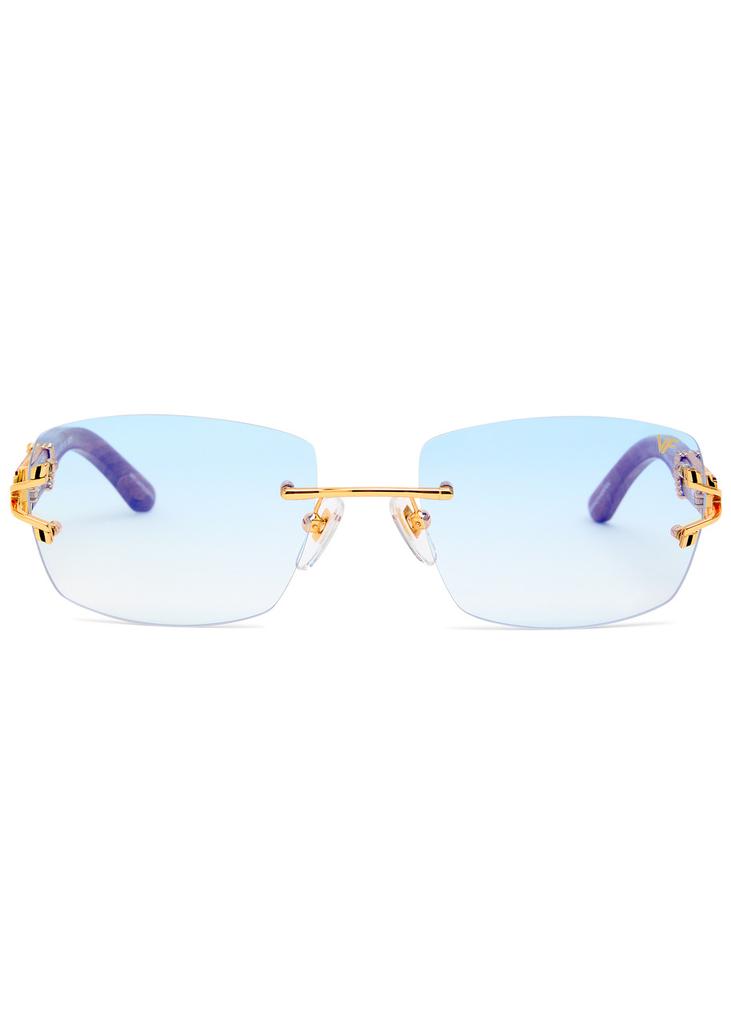 Vintage Frames Company Bal Harbour Wood Edition rectangle sunglasses