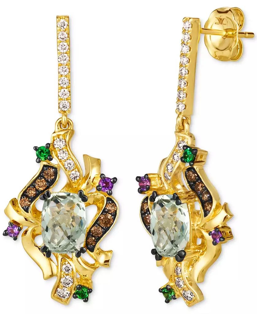 Le Vian Crazy Collection® Multi-Gemstone (5-1/3 ct. t.w.) 
Diamond (3/8 ct. t.w.) Swirling Cluster Drop Earrings in 14k Gold 1