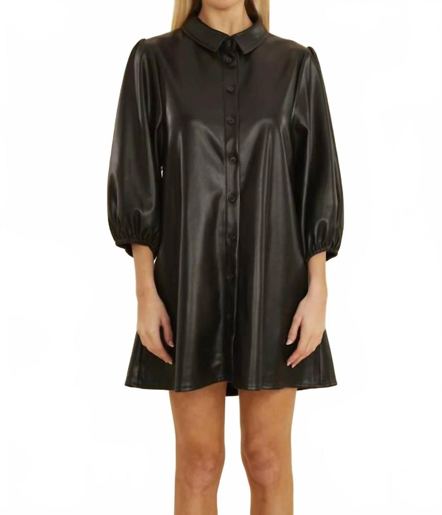 Shop Faux Leather Tunic With Puff Sleeves In Black on Sale at BeyondStyle   Get 60% Off Faux Leather Tunic With Puff Sleeves In Black with Limited-Time  Flash Deals, Exclusive Discounts, and