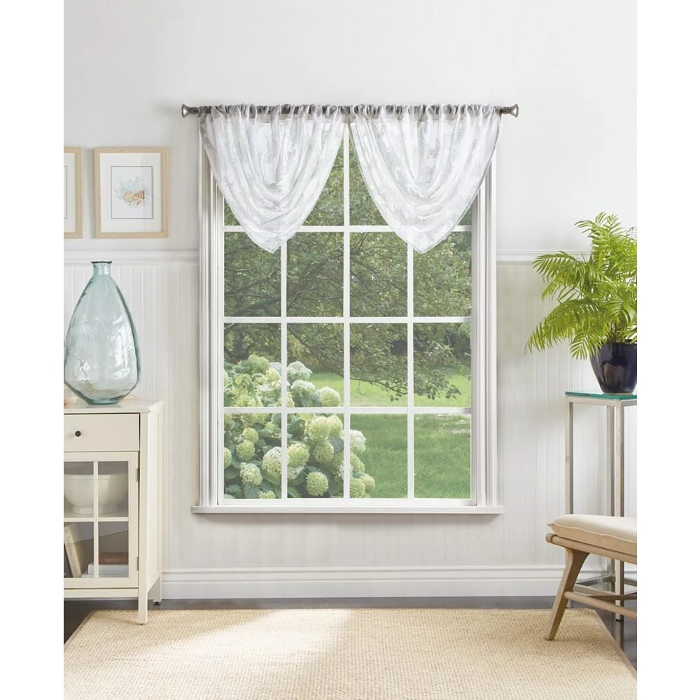 Martha Stewart Aster Acanthus Poletop Waterfall Valance, Created For Macy's 1