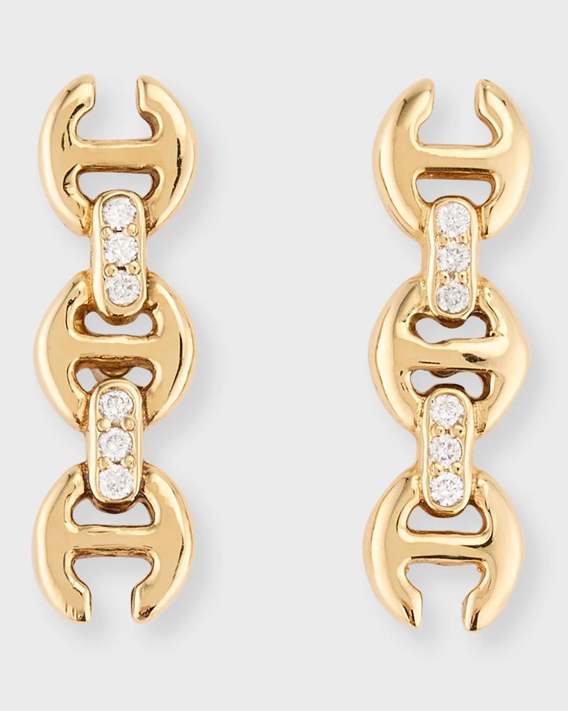 Hoorsenbuhs 18K Yellow Gold 3mm Toggle Stud Earrings with Diamond Bridges