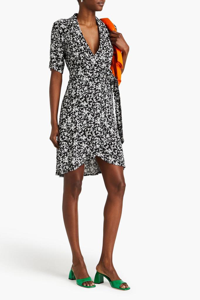 Ganni Floral-print crepe mini wrap dress