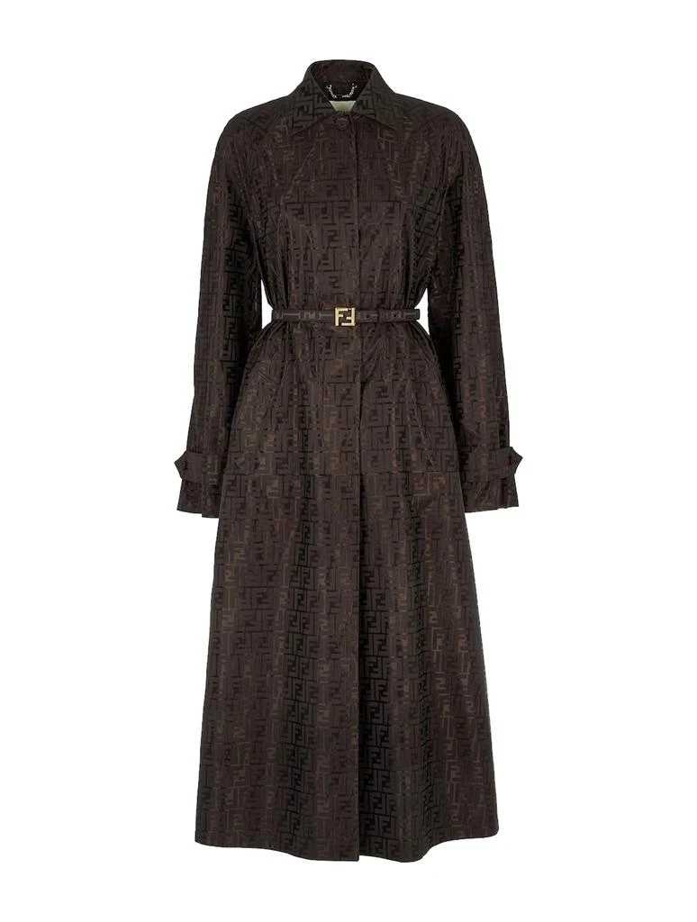 Fendi Brown FF jacquard fabric trench coat 1