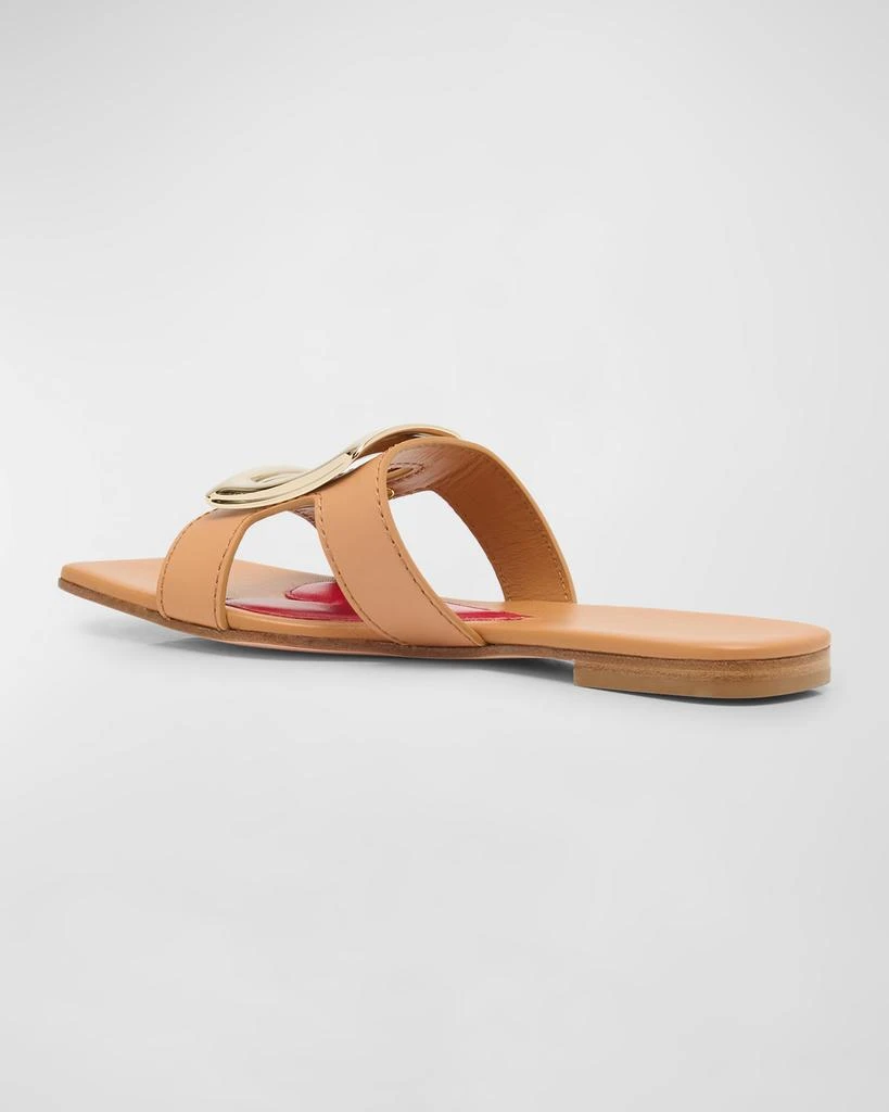 Roger Vivier Leather Buckle Flat Slide Sandals 3