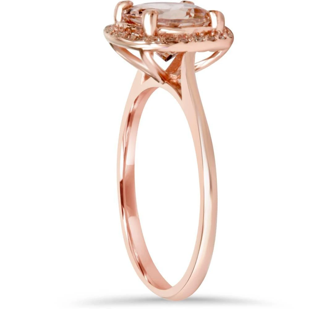 Pompeii3 1 3/4 CT Morganite & Diamond Cushion Halo 14K Rose Gold Ring 3
