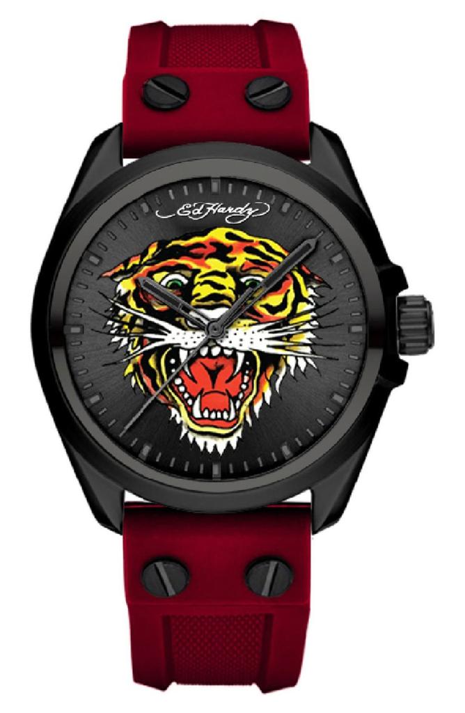 I TOUCH x Ed Hardy Tiger Art Silicone Watch, 38mm