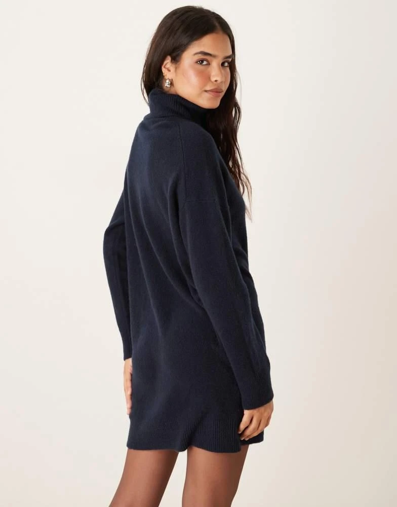 Mango Mango knitted soft touch roll neck dress in navy - Dresses & Skirts -  BeyondStyle