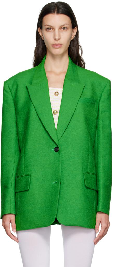 pushBUTTON Green Double Button Blazer