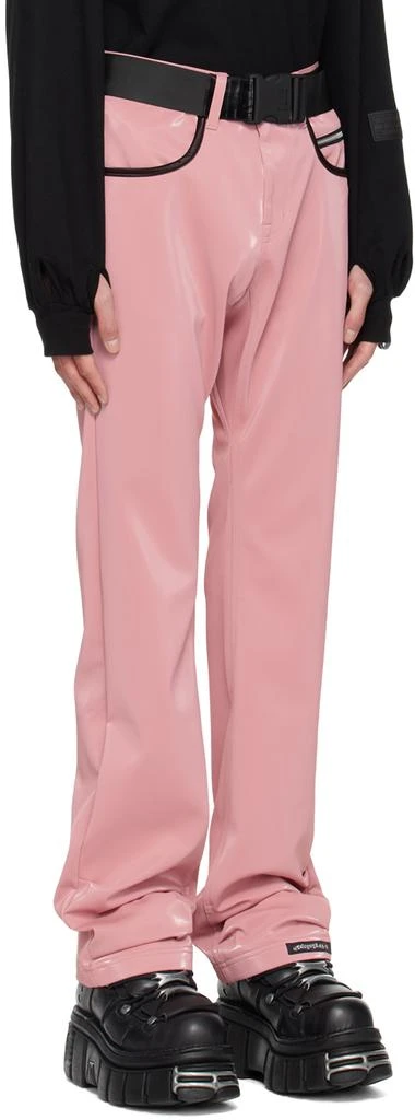 99%IS- Pink 'ATT1%TUDE' Always Glossy Faux-Leather Trousers 2