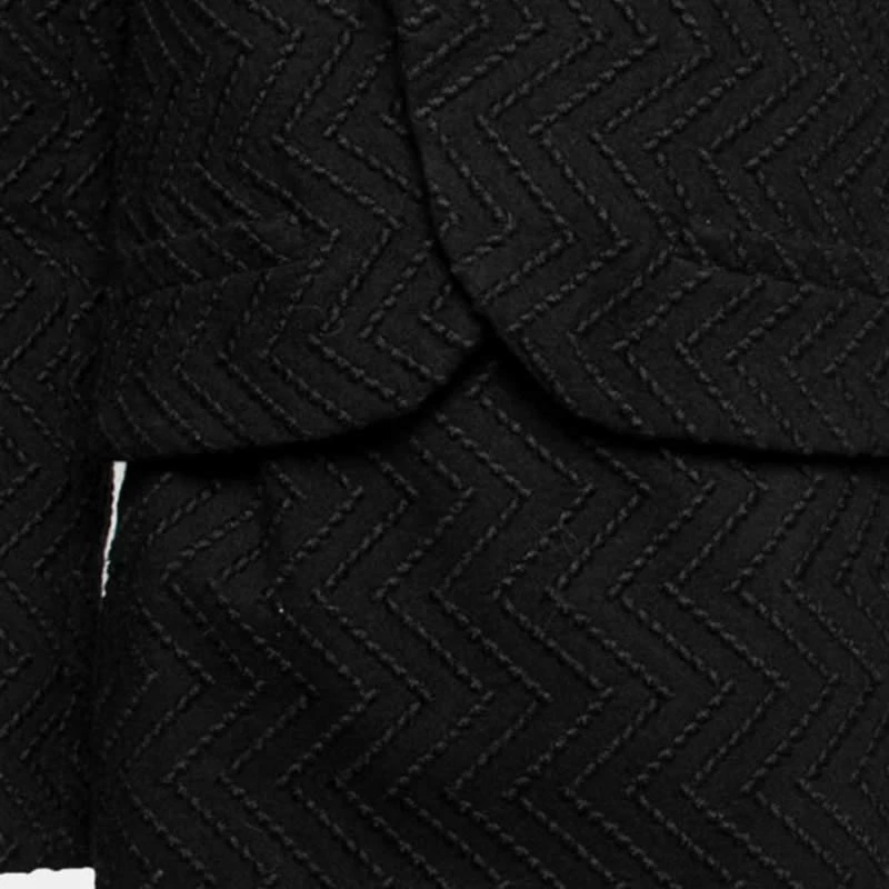 Chanel Chanel Black Patterned Wool Open Front Blazer & Pencil Skirt Set M 3