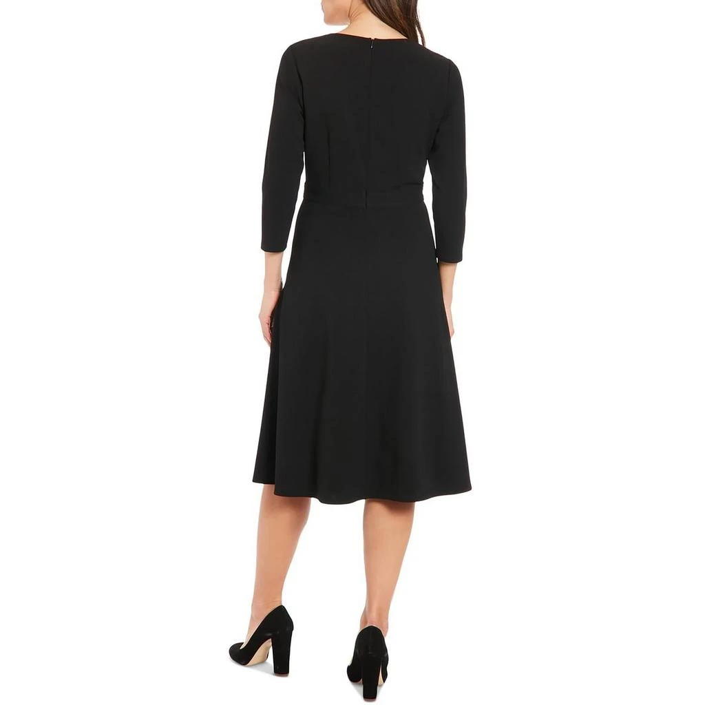 London Times Petites Womens Pleated Polyester Fit & Flare Dress 2