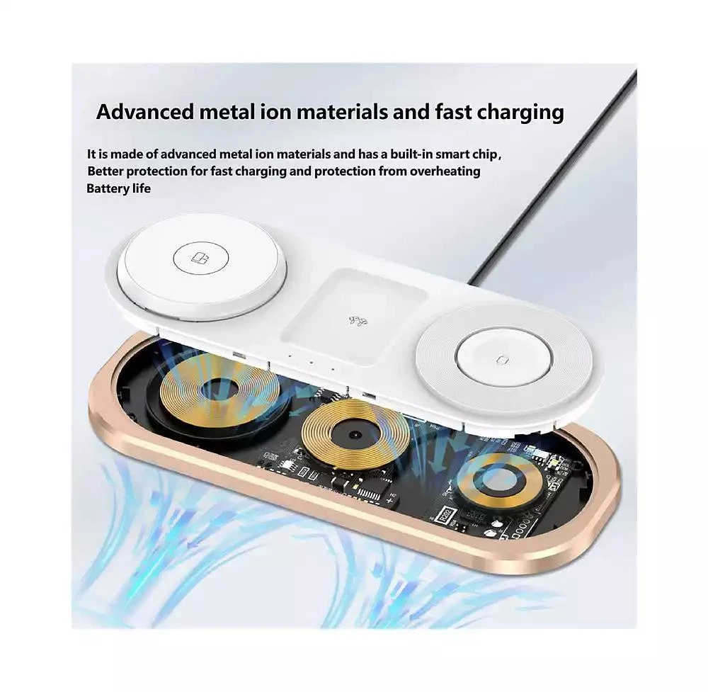 risokeys Foldable Wireless Charger with Charging Port - Magnetic 3-in-1 Charging Station, Watch and Earphone for Desktop 5