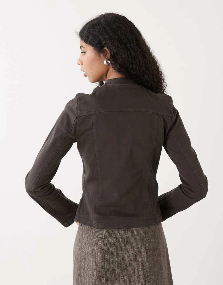 Weekday Weekday fitted zip through jacket in dark grey 3