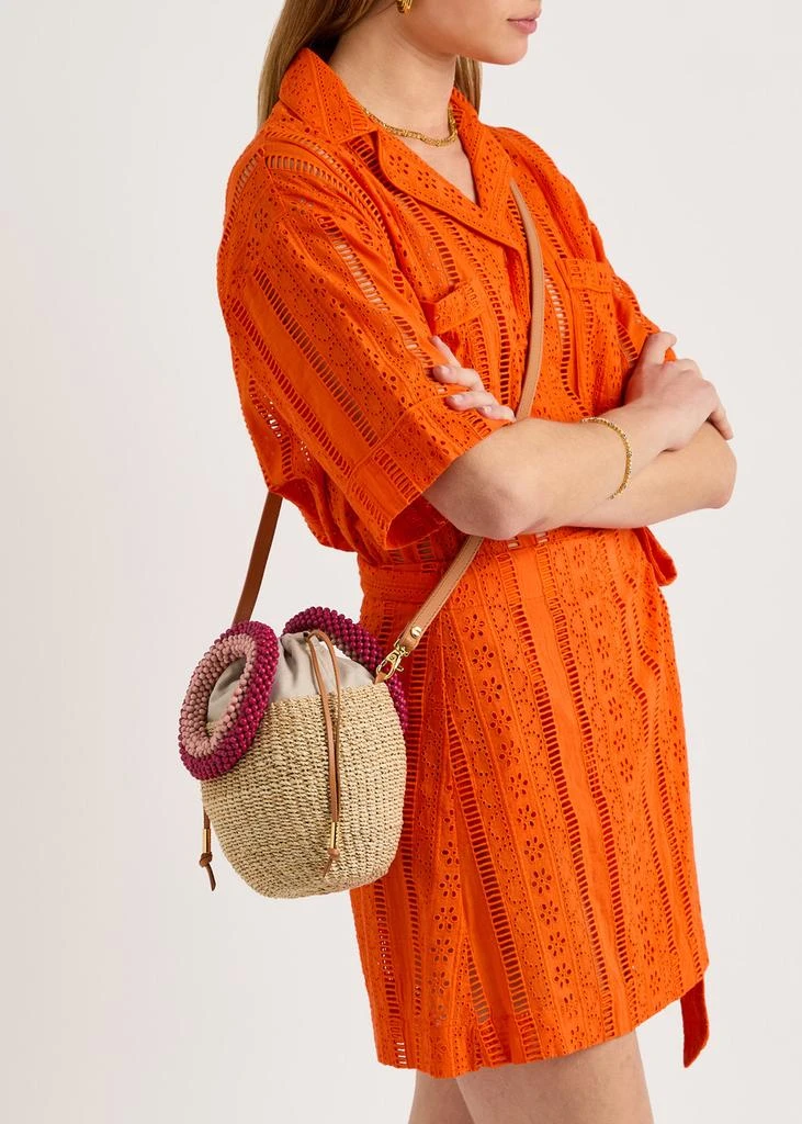 ARANAZ Carmen mini raffia bucket bag 6