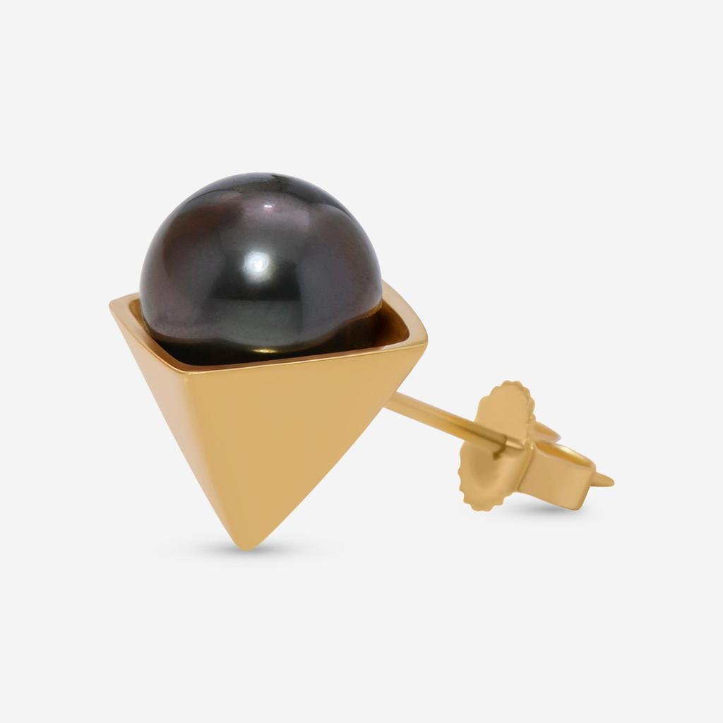 Assael Assael 18K Yellow Gold Tahitian Natural Color Cultured Pearl Mono Stud Earring EG-PYTH-1