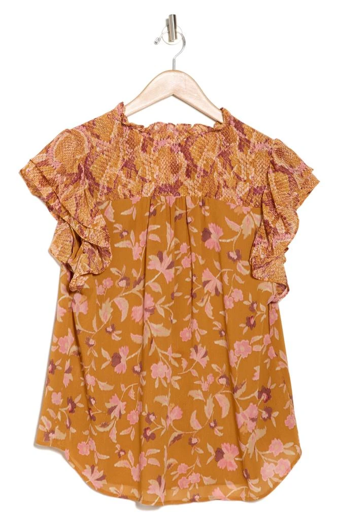 DR2 by Daniel Rainn Mixed Print Double Ruffle Button-Up Shirt 4