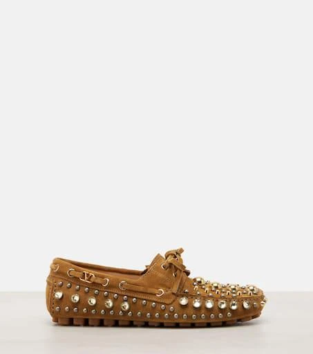 Valentino Fastaway embellished suede driving shoes 4