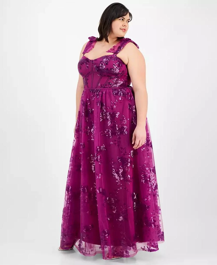 City Studios Plus Size Sequin Tulle Corset Gown, Created for Macy's 3