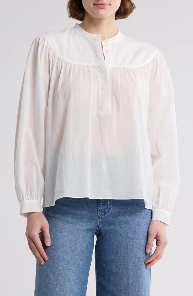 FRAME Shirred Cotton Popover Top 1