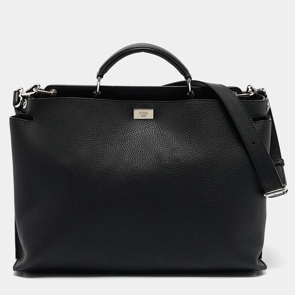 Fendi Fendi Black Leather Peekaboo Iconic Essential Bag 1