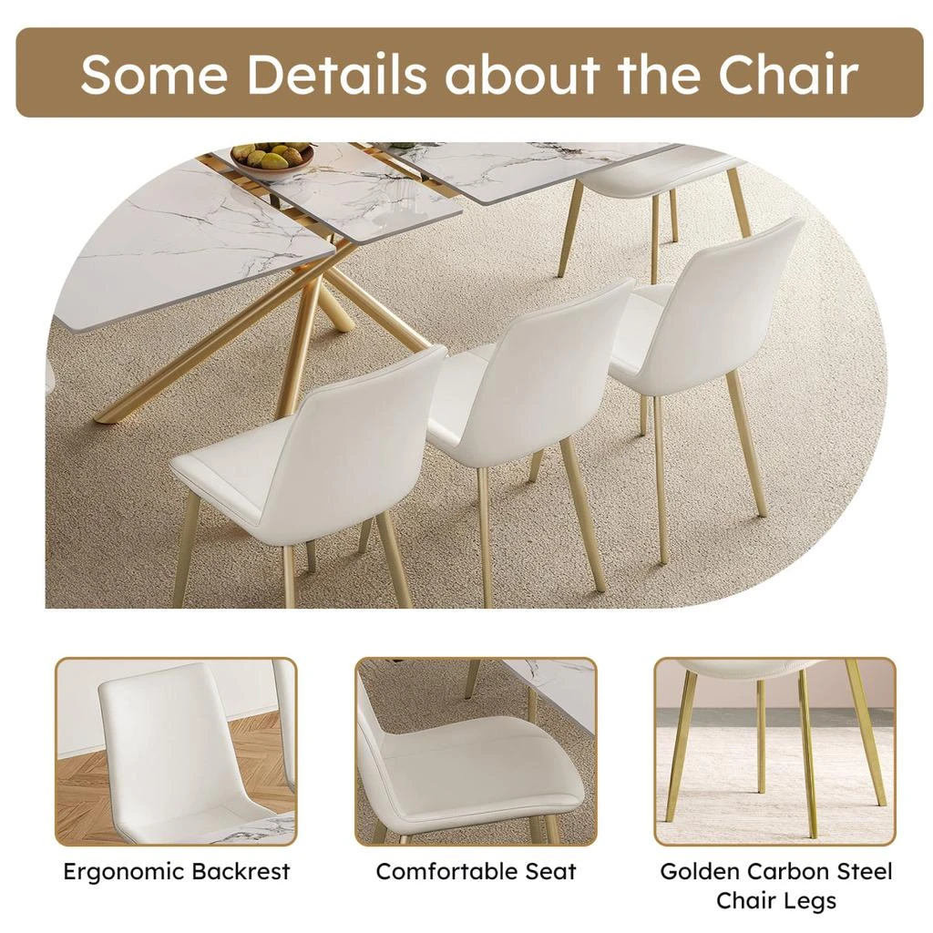 Streamdale Furniture Streamdale 59-inch Expandable Dining Table with Retractable Leaf, Charred Stone Top 
Golden X-Base 5