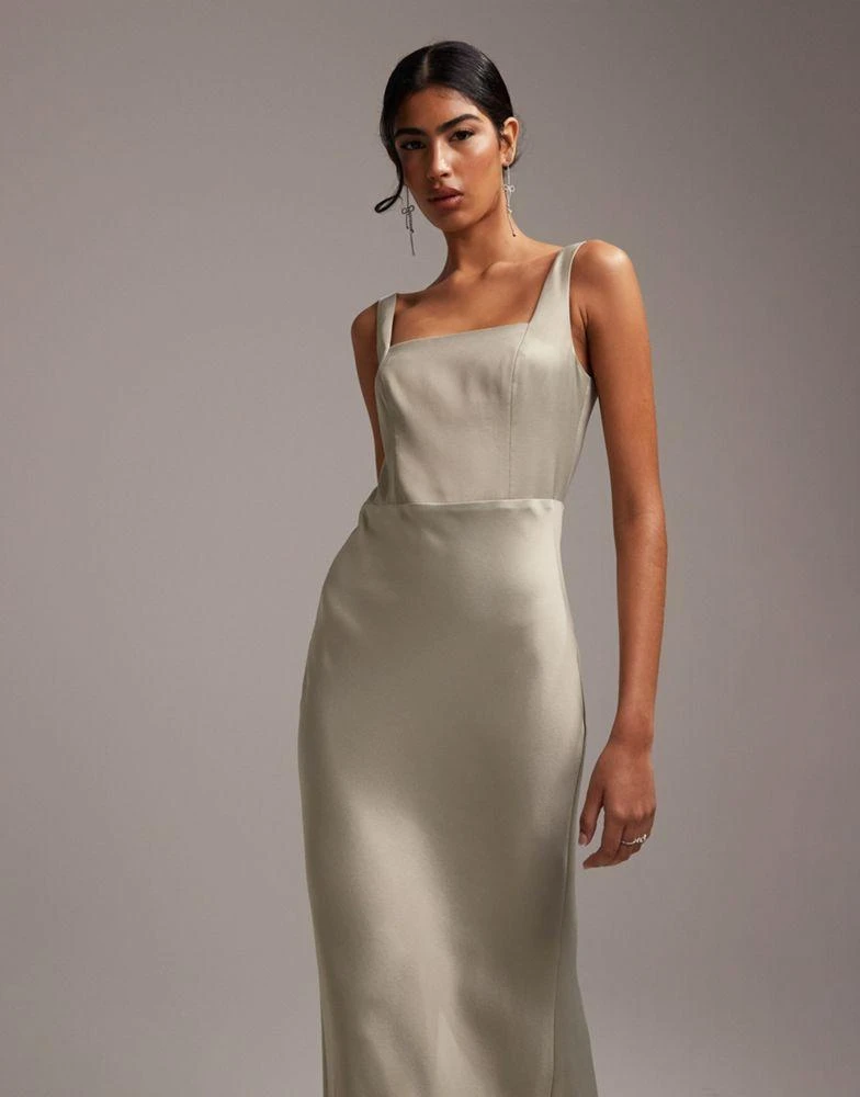 ASOS ASOS DESIGN satin square neck maxi dress in champagne 5