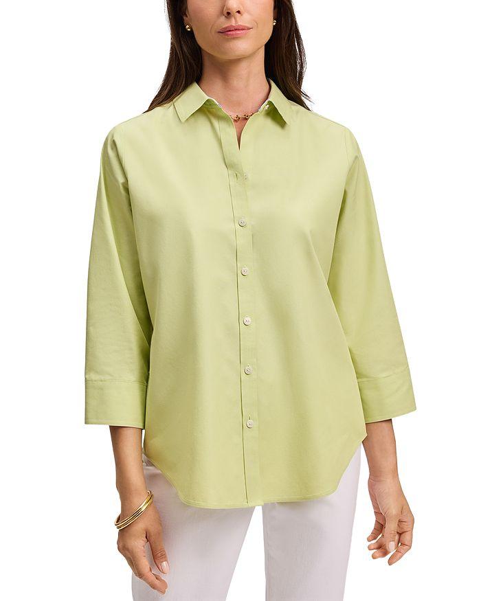 FOXCROFT Margie 3/4 Sleeved Pinpoint Oxford Shirt