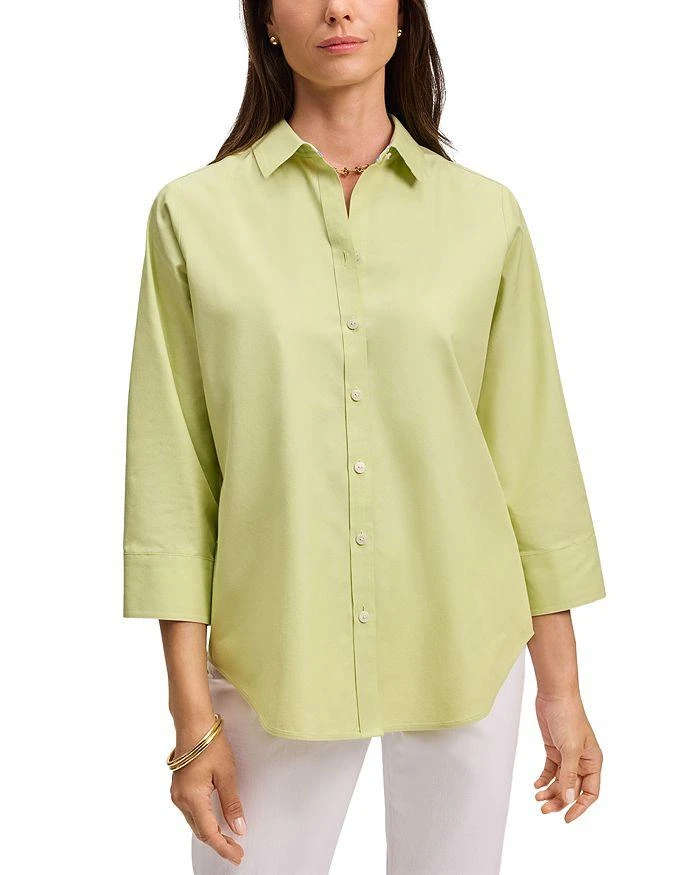 FOXCROFT Margie 3/4 Sleeved Pinpoint Oxford Shirt 1