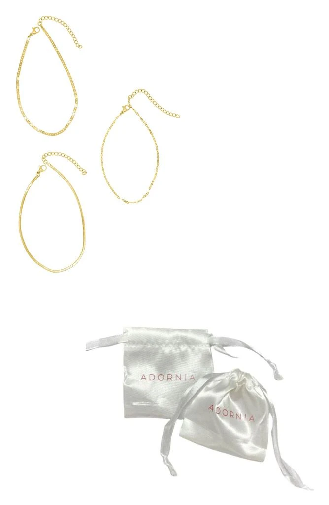 Adornia Three-Piece Chain Anklet Set 2