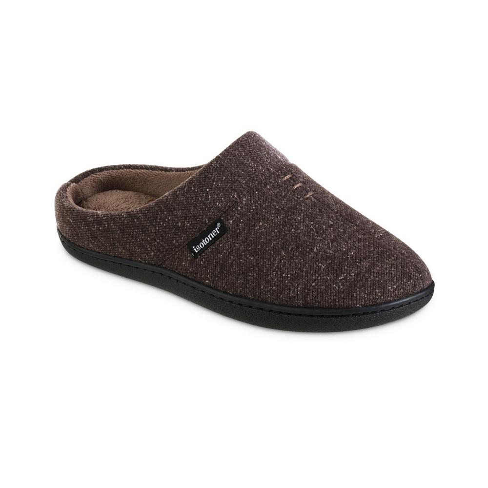 Isotoner Men's Preston Heather Knit Hoodback Slippers