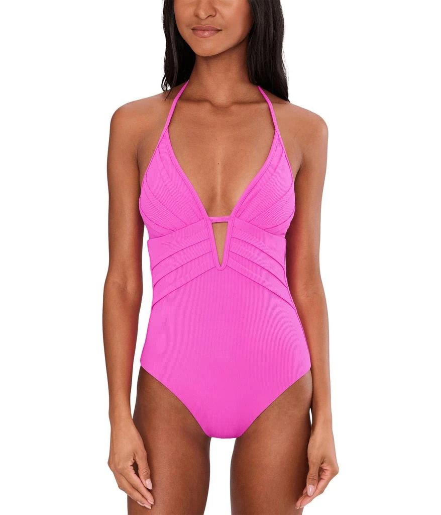 Becca Modern Edge Rib Mira Pleated V-Wire One-Piece