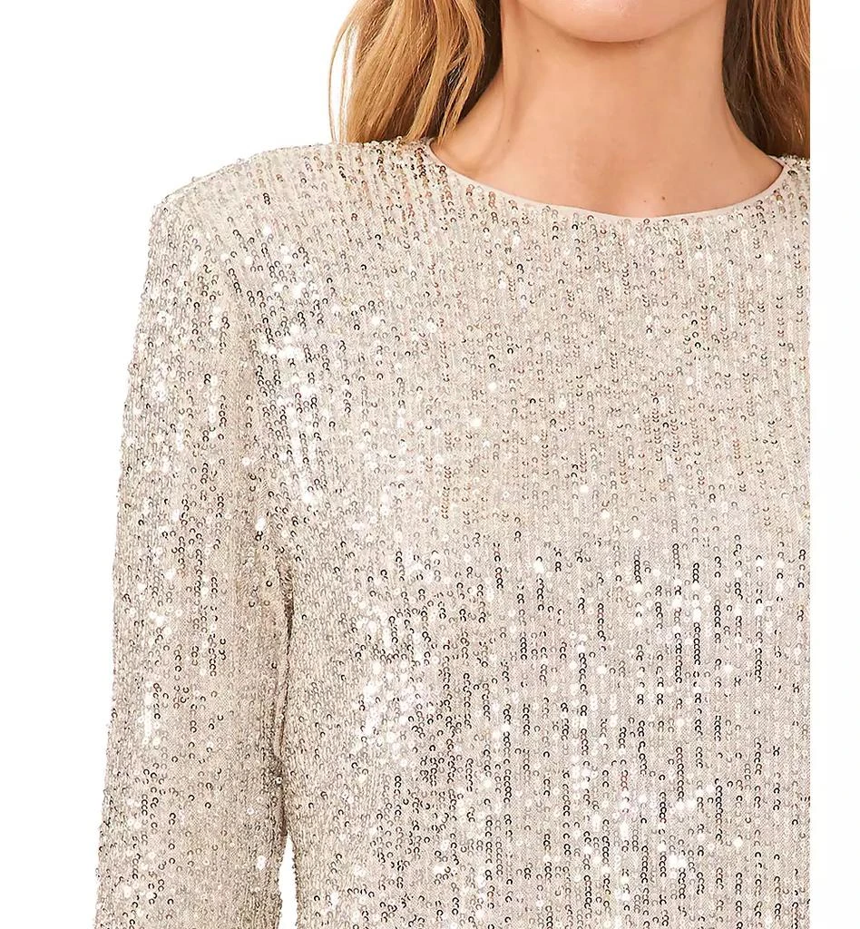 CeCe Women's Long Sleeve Crew Neck Sequin Blouse 3