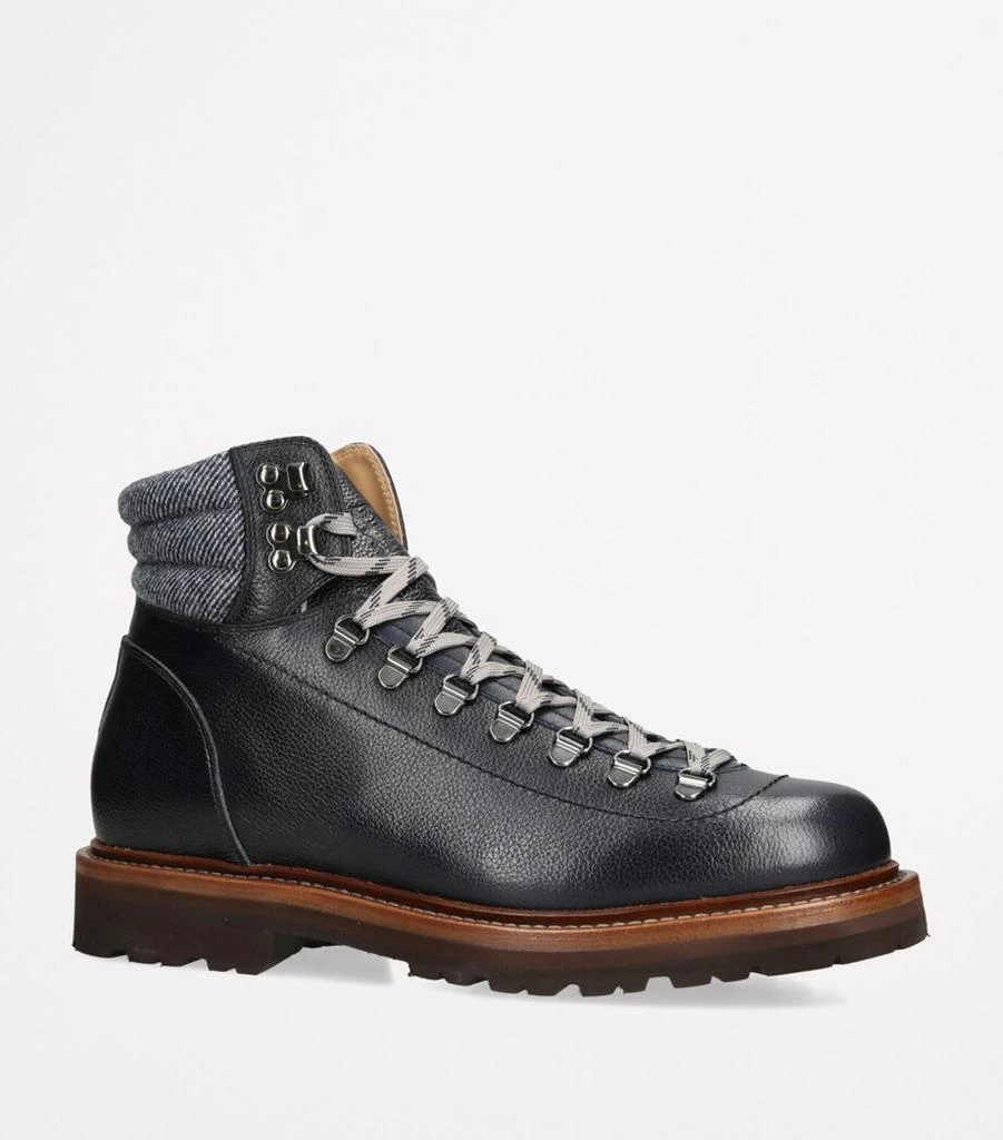 Brunello Cucinelli Leather Wool-Trim Mountain Boots 3