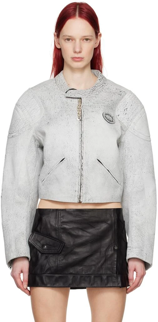 Acne Studios Gray Cracked Leather Jacket 1