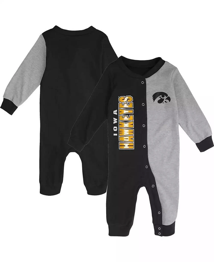 Outerstuff Infant Boys and Girls Black, Heather Gray Iowa Hawkeyes Halftime Two-Tone Sleeper 1