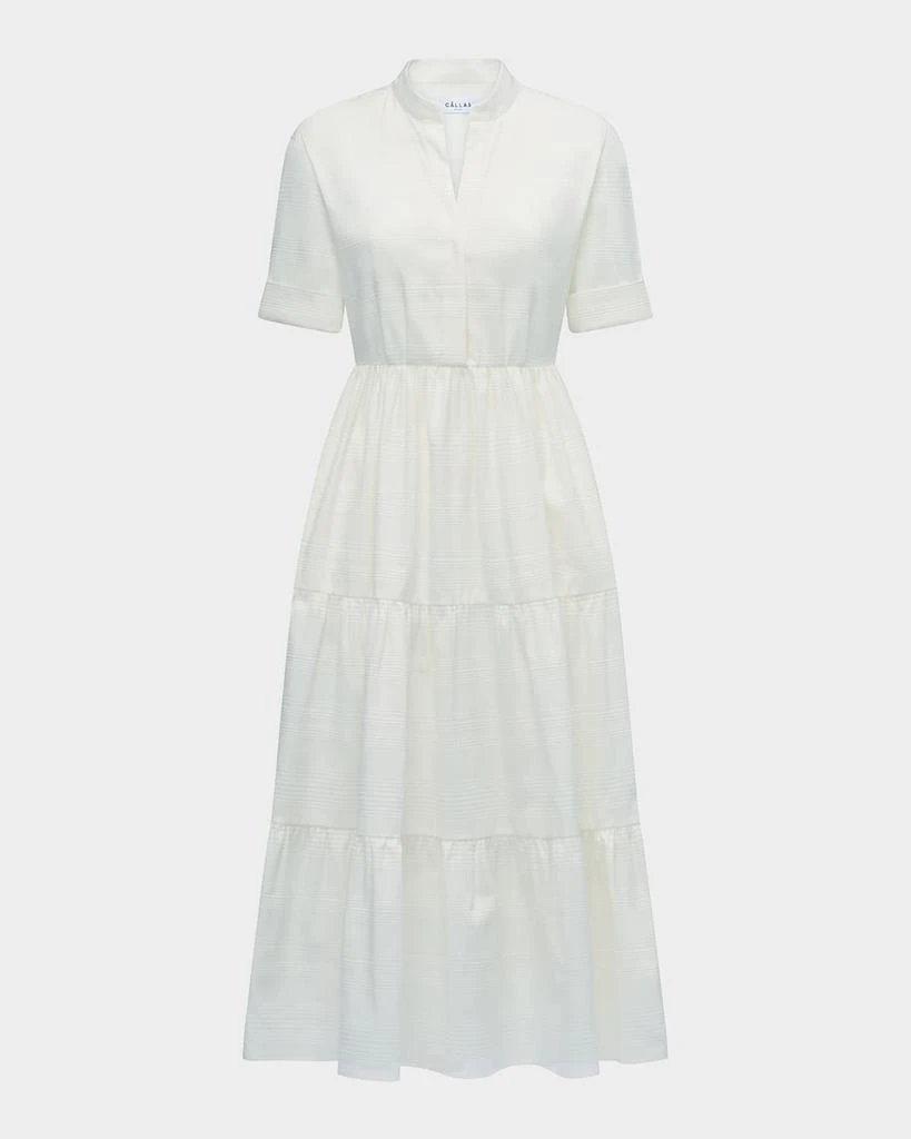 knee length dresses for ladies Rove Lightweight Cotton Tiered Dress - White, L main image 1
