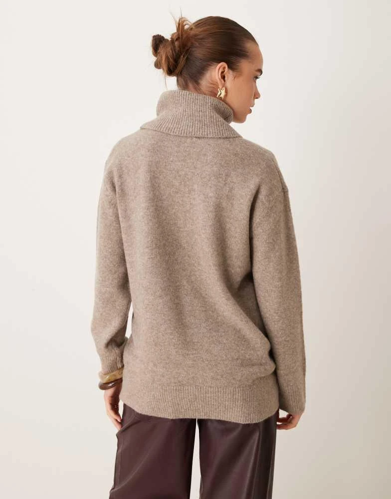 New Look New Look roll neck jumper in mink 3