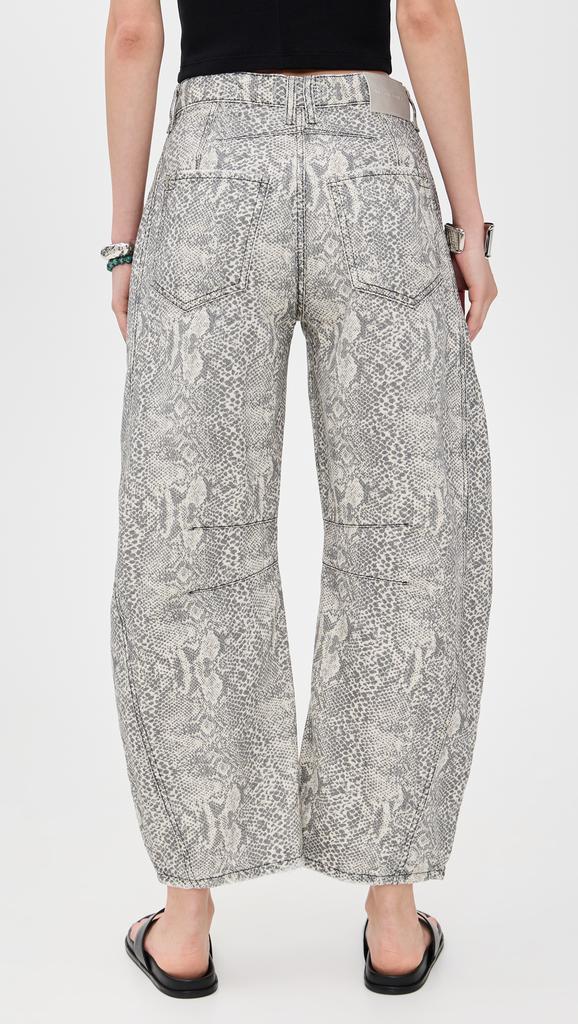 Free People Good Luck Printed Barrel Jeans